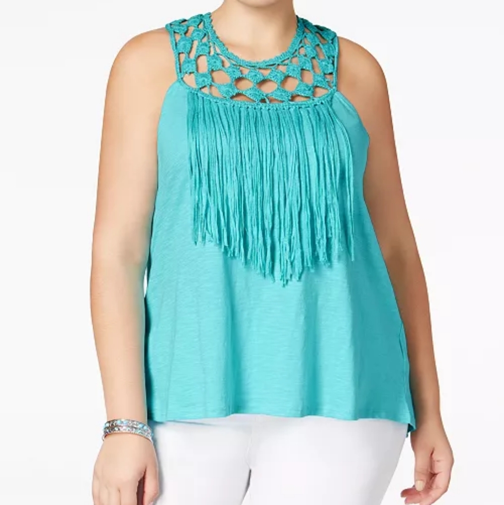 Jessica Simpson Sleeveless Fringe Top